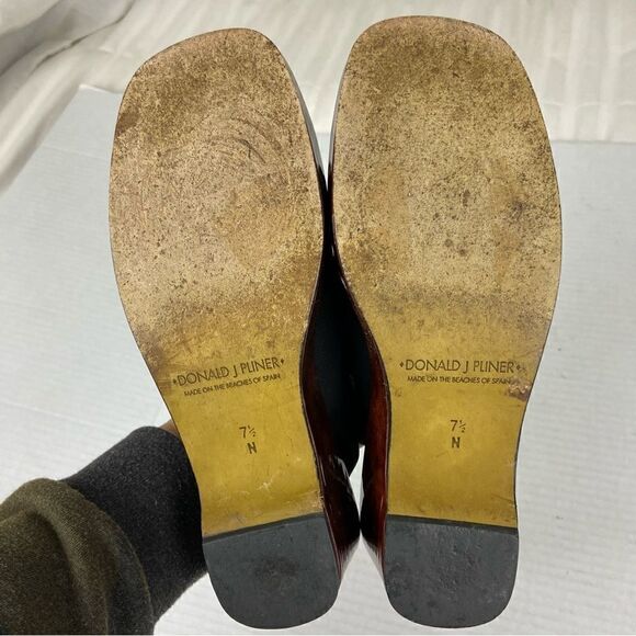 Donald J Pliner Black & Brown Wedged Platform Sole Sling Back Sandals Size 7.5N - Picture 8 of 12